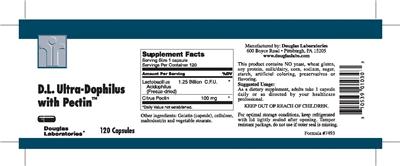 Label of D.L. Ultra-Dophilus With Pectin