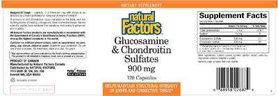 Photo of the Natural Factors Glucosamine & Chondroitin Sulfates 900 mg label