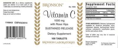Vitamin C 1000 mg With Rose Hips Sustained Release