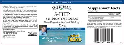 Photo of the Natural Factors Stress-Relax 5-HTP 5-Hydroxytryptophan 50 mg label