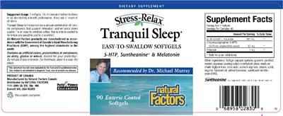 Photo of the Natural Factors Stress-Relax Tranquil Sleep label