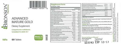 Photo of the Bronson Laboratories Advanced Mature Gold label