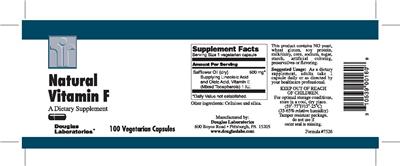 Photo of the Douglas Laboratories Natural Vitamin F label