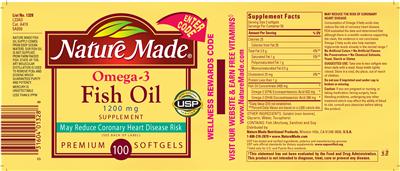 Photo of the Nature Made Omega-3 Fish Oil 1200 mg Supplement label