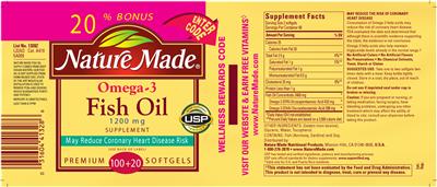 Product label for Omega-3 Fish Oil 1200 mg