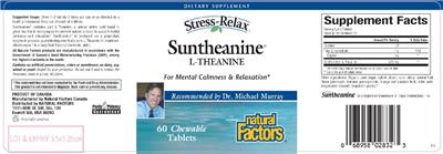Photo of the Natural Factors Stress-Relax Suntheanine L-Theanine label