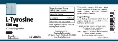 Photo of the Douglas Laboratories L-Tyrosine 500 mg label