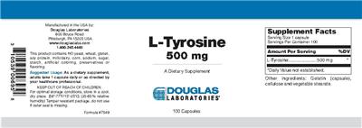 Photo of the Douglas Laboratories L-Tyrosine 500 mg label