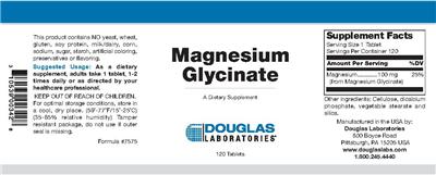 Photo of the Douglas Laboratories Magnesium Glycinate label