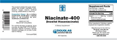 Photo of the Douglas Laboratories Niacinate-400 (Inositol Hexaniacinate) label