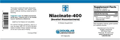 Photo of the Douglas Laboratories Niacinate-400 (Inositol Hexaniacinate) label