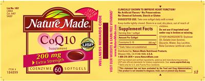 Photo of the Nature Made CoQ10 Supplement 200 mg label