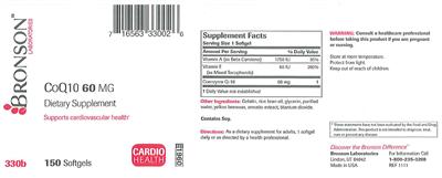 Photo of the Bronson Laboratories CoQ10 60 mg label