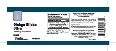 Photo of the Douglas Laboratories Ginkgo Biloba Ultra label