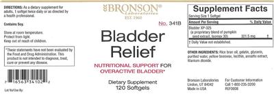 Photo of the Bronson Laboratories Bladder Relief label