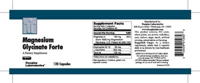 Photo of the Douglas Laboratories Magnesium Glycinate Forte label