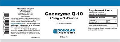 Photo of the Douglas Laboratories Coenzyme Q-10 25 mg W/L-Taurine label