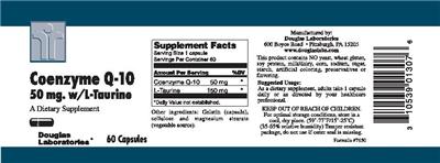 Photo of the Douglas Laboratories Coenzyme Q-10 50 mg W/L-Taurine label
