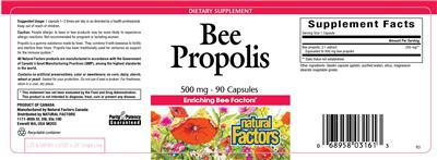Photo of the Natural Factors Bee Propolis label
