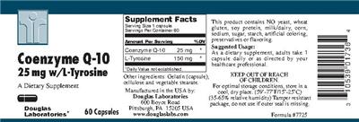 Photo of the Douglas Laboratories Coenzyme Q-10 25 mg W/L-Tyrosine label
