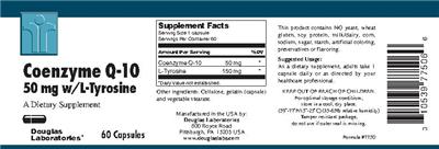Photo of the Douglas Laboratories Coenzyme Q-10 50 mg W/L-Tyrosine label