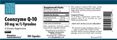 Photo of the Douglas Laboratories Coenzyme Q-10 50 mg W/L-Tyrosine label