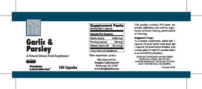 Photo of the Douglas Laboratories Garlic & Parsley label