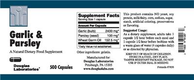 Photo of the Douglas Laboratories Garlic & Parsley label