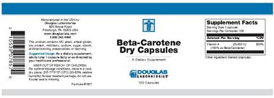 Photo of the Douglas Laboratories Beta-Carotene Dry Capsules label