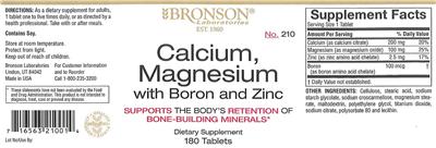 Photo of the Bronson Laboratories Calcium, Magnesium With Boron And Zinc label