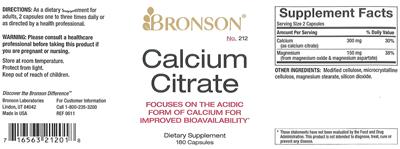 Photo of the Bronson Calcium Citrate label