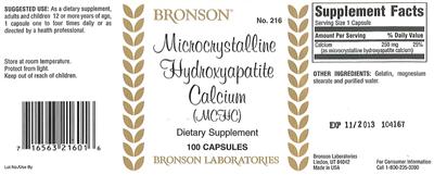 Photo of the Bronson Microcrystalline Hydroxyapatite Calcium (MCHC) label