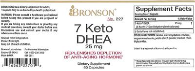 Photo of the Bronson 7 Keto DHEA 25 mg label