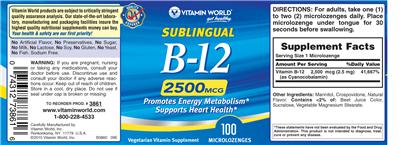 Sublingual B-12 2500 mcg