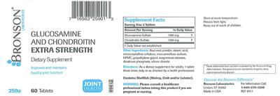 Photo of the Bronson Laboratories Glucosamine And Chondroitin Extra Strength label
