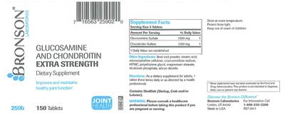 Photo of the Bronson Laboratories Glucosamine And Chondroitin Extra Strength label
