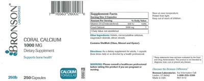 Photo of the Bronson Laboratories Coral Calcium 1000 mg label