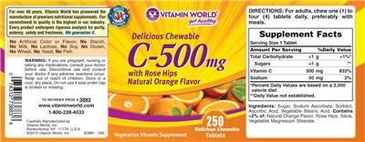 C-500 mg With Rose Hips Natural Orange Flavor