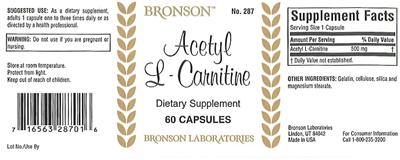 Photo of the Bronson Acetyl L-Carnitine label