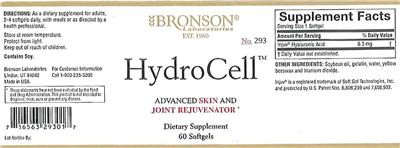 Photo of the Bronson Laboratories HydroCell label