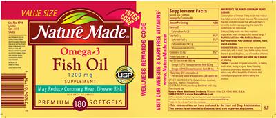 Photo of the Nature Made Fish Oil 1200 mg Supplement label