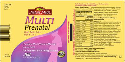 Photo of the Nature Made Multi Prenatal label