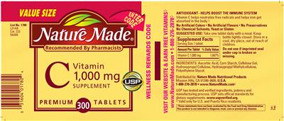 Photo of the Nature Made Vitamin C 1,000 mg Supplement label