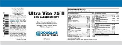 Photo of the Douglas Laboratories Ultra Vite 75 II label