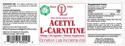 Photo of the OL Olympian Labs Free Form Amino Acid Acetyl L-Carnitine label