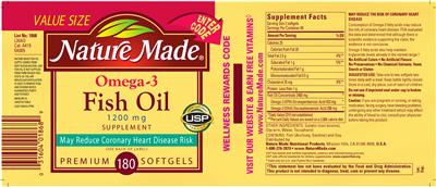 Photo of the Nature Made Omega-3 Fish Oil 1200 mg Supplement label