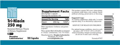 Photo of the Douglas Laboratories Tri-Niacin 250 mg Sustained Release Niacin label