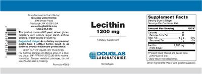 Photo of the Douglas Laboratories Lecithin 1200 mg label