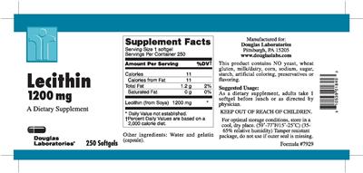 Photo of the Douglas Laboratories Lecithin 1200 mg label