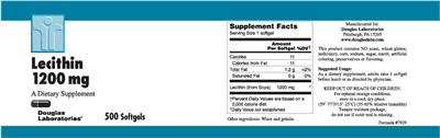 Photo of the Douglas Laboratories Lecithin 1200 mg label